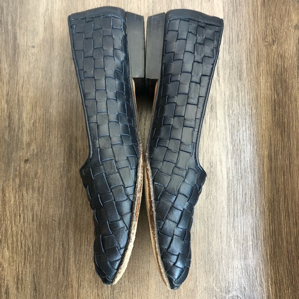 Amalfi Italian Leather Woven Flats in Navy - Picture 5 of 8